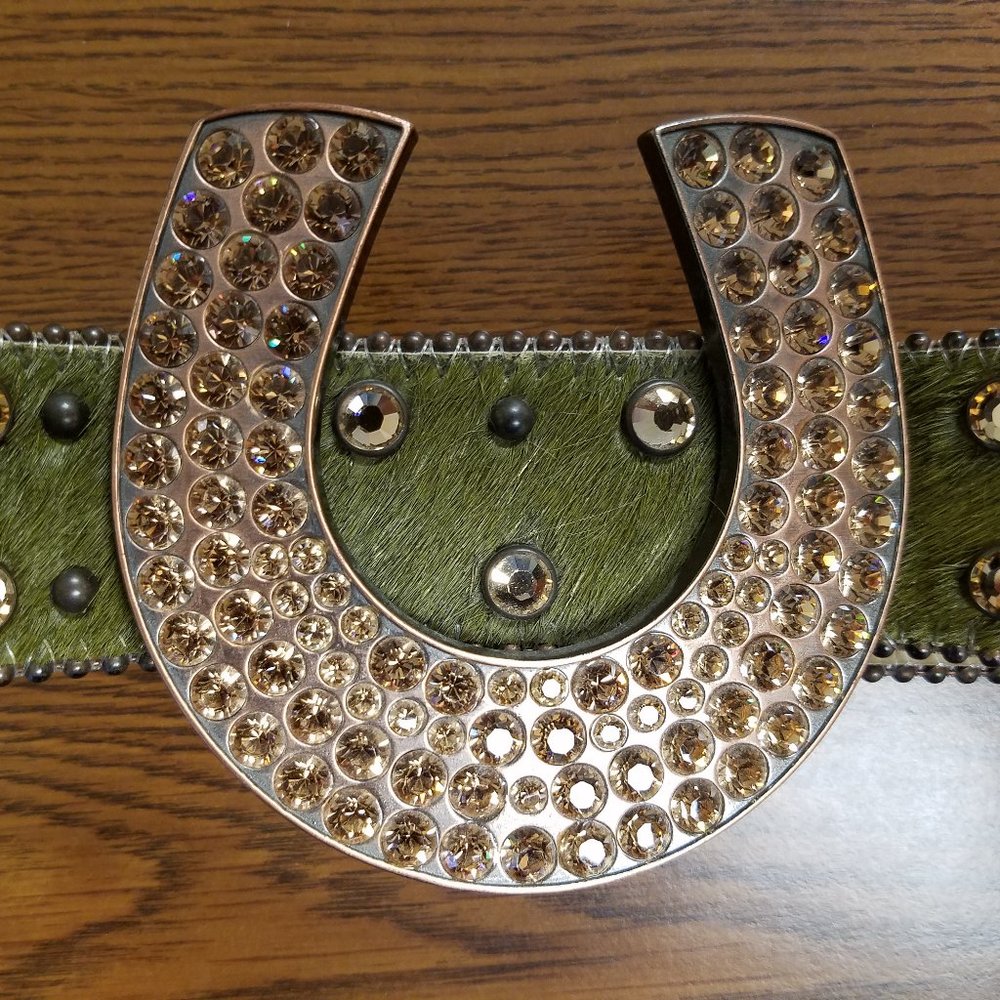 B.B. Simon Aliza-2 Belt w/ Horseshoe Buckle & Swarovski Crystals - Picture 13 of 16